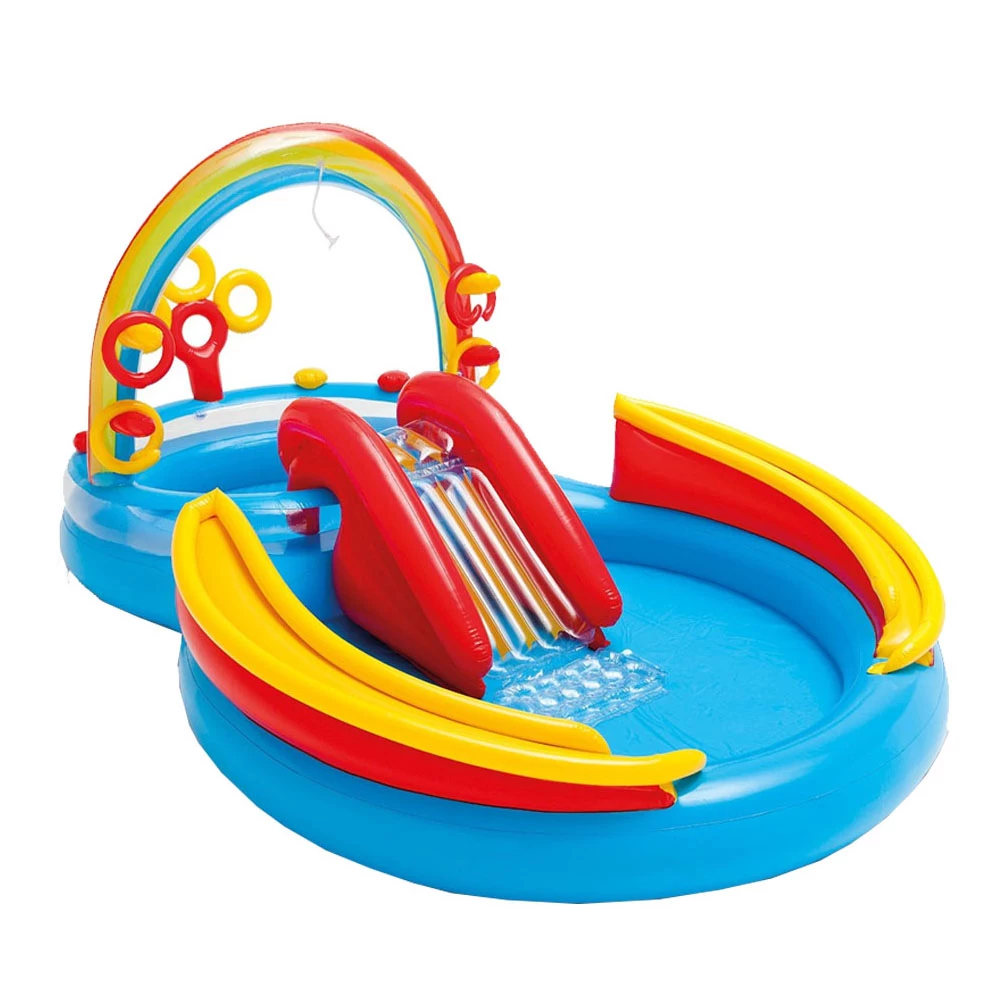 Intex Rainbow Ring Inflatable Play Center With Slide 297 X 193 X 135 CM 1 Intex Rainbow Ring Inflatable Play Center With Slide 297 X 193 X 135 CM