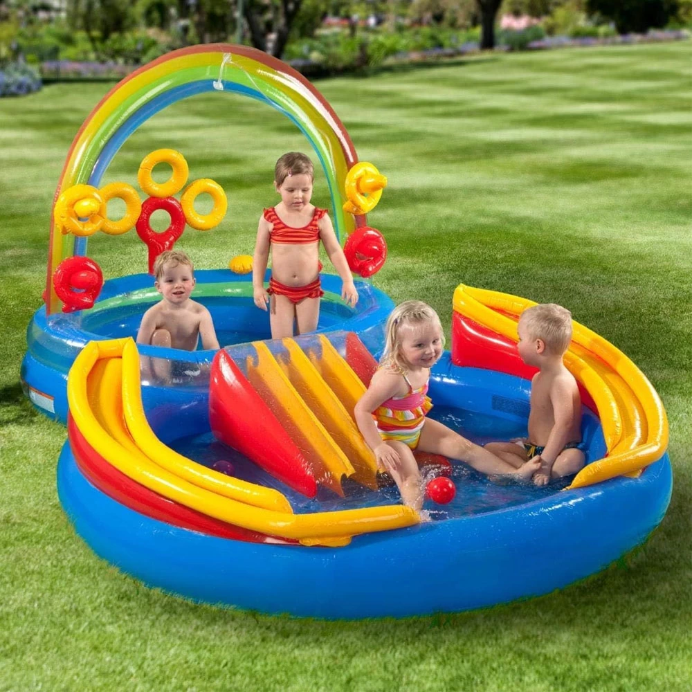 Intex Rainbow Ring Inflatable Play Center With Slide 297 X 193 X 135 CM 3 Intex Rainbow Ring Inflatable Play Center With Slide 297 X 193 X 135 CM - Image 3