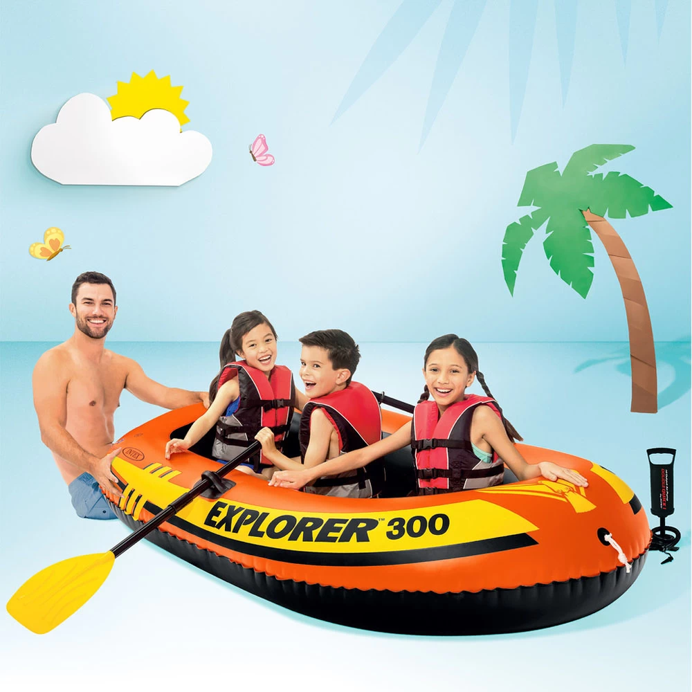 Intex Explorer 300 Inflatable Boat Set – 3 Person 211L X 117W CM 2 Intex Explorer 300 Inflatable Boat Set – 3 Person 211L X 117W CM - Image 2