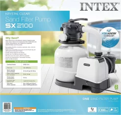 INTEX 26645EG SX2100 Krystal Clear Sand Filter Pump For Above Ground Pools, 12in -Intex INTEX 26645EG SX2100 Krystal Clear Sand Filter Pump for Above Ground Pools 12in3