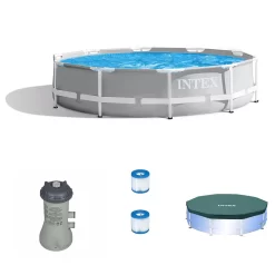Intex 10′ X 30″ Round Above Ground Pool W/ Cartridge Filter Pump, 2 Filters & Cover