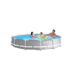 Intex 12 Foot Prism Frame Above Ground Swimming Pool W/ Pump & Pool Ladder -Intex Intex 12 Foot Prism Frame Above Ground Swimming Pool w Pump Pool Ladder2
