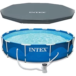 Intex 12 Ft X 30 Inches Metal Frame Set Above Ground Swimming Pool With Filter & Cover -Intex Intex 12 Ft x 30 Inches Metal Frame Set Above Ground Swimming Pool with Filter Cover9