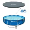 Intex 12′ X 30″ Round Metal Frame Above Ground Pool, Filter, Cover, & Maintenance Kit