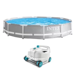 Intex 12ft X 30in Frame Above Ground Swimming Pool & Robot Vacuum