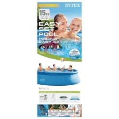 Intex 15′ X 48″ Easy Set Above Ground Swimming Pool Kit W/ 6 Replacement Filters -Intex Intex 15 x 48 Easy Set Above Ground Swimming Pool Kit w 6 Replacement Filters14