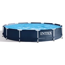 Intex Metal Frame 12′ X 30″ Above Ground Outdoor Swimming Pool With Pump
